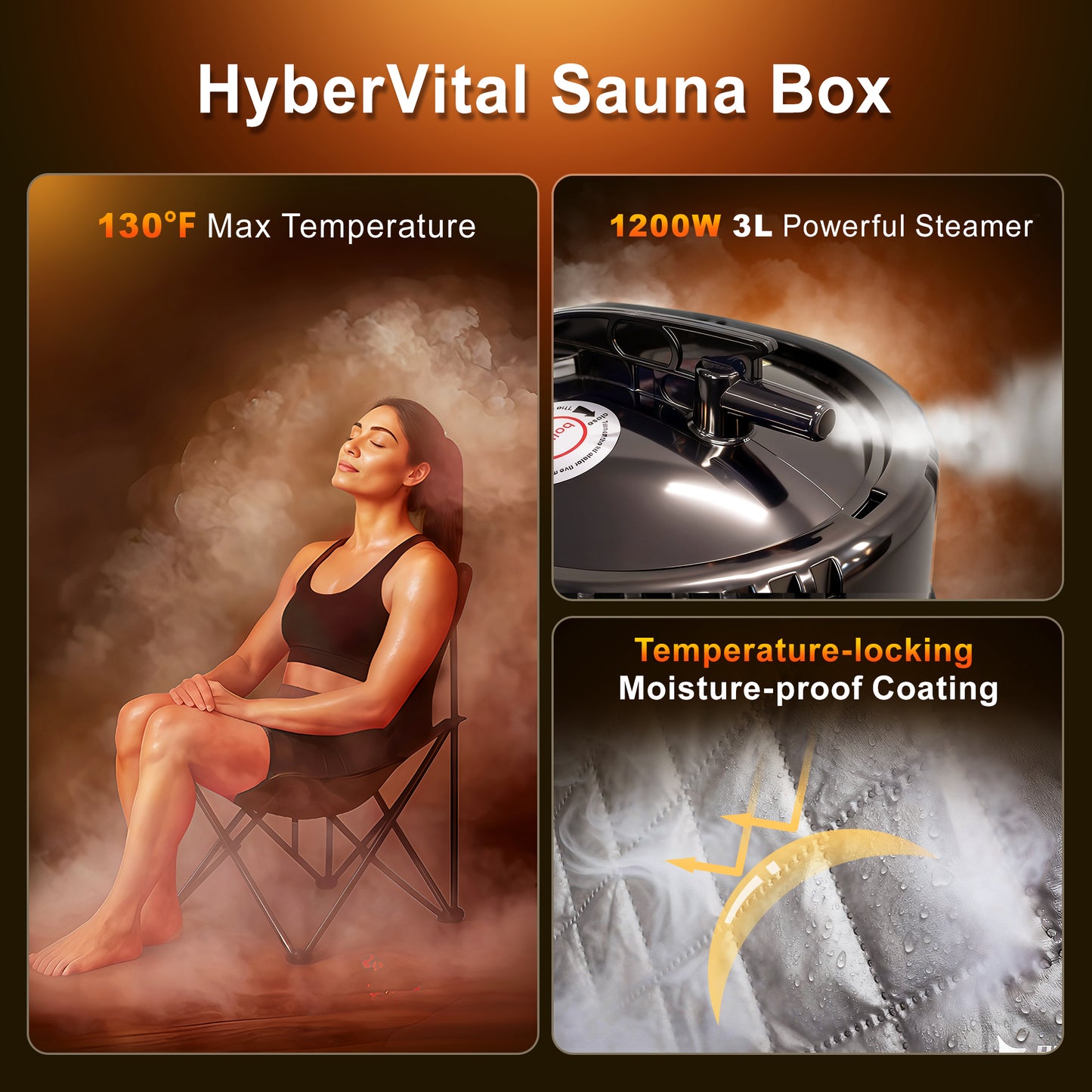 Hybervital Home Portable Steam Sauna Box