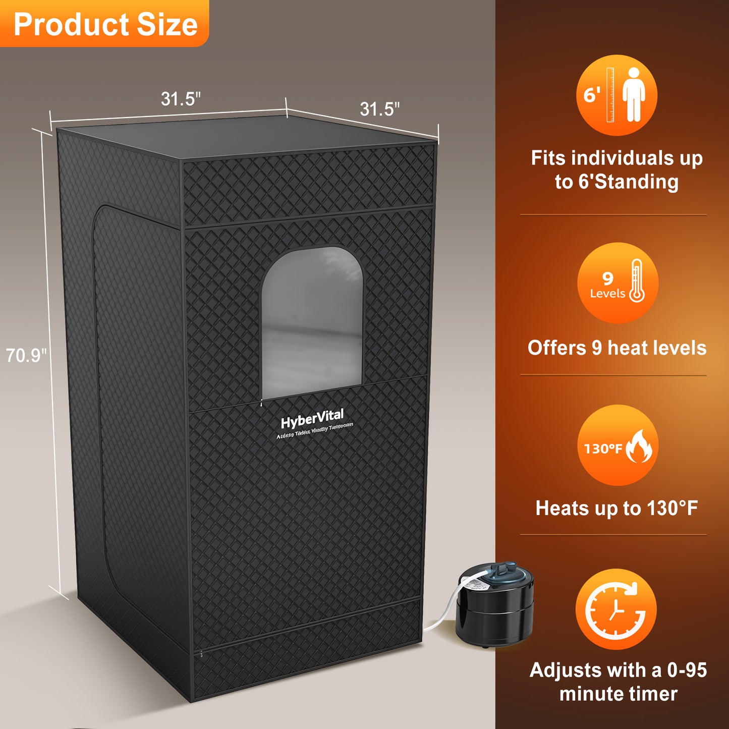 Hybervital Home Portable Steam Sauna Box